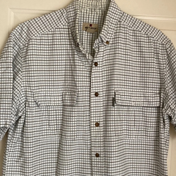 Woolrich 100% cotton men’s L plaid button down short sleeve shirt - Picture 3 of 9